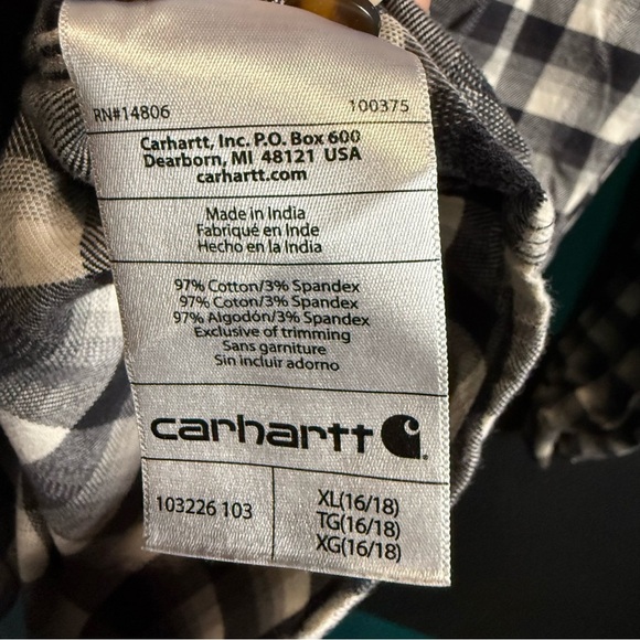Carhartt Black and White Casual Button Down Cotton Shirt - Picture 6 of 10